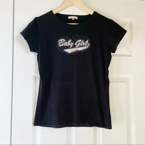 Y2K Black Babygirl Bling Tee Fitted